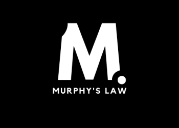 Murphy's Law logo: a bold white M with a dot on a black background, with 'MURPHY'S LAW' text beneath.